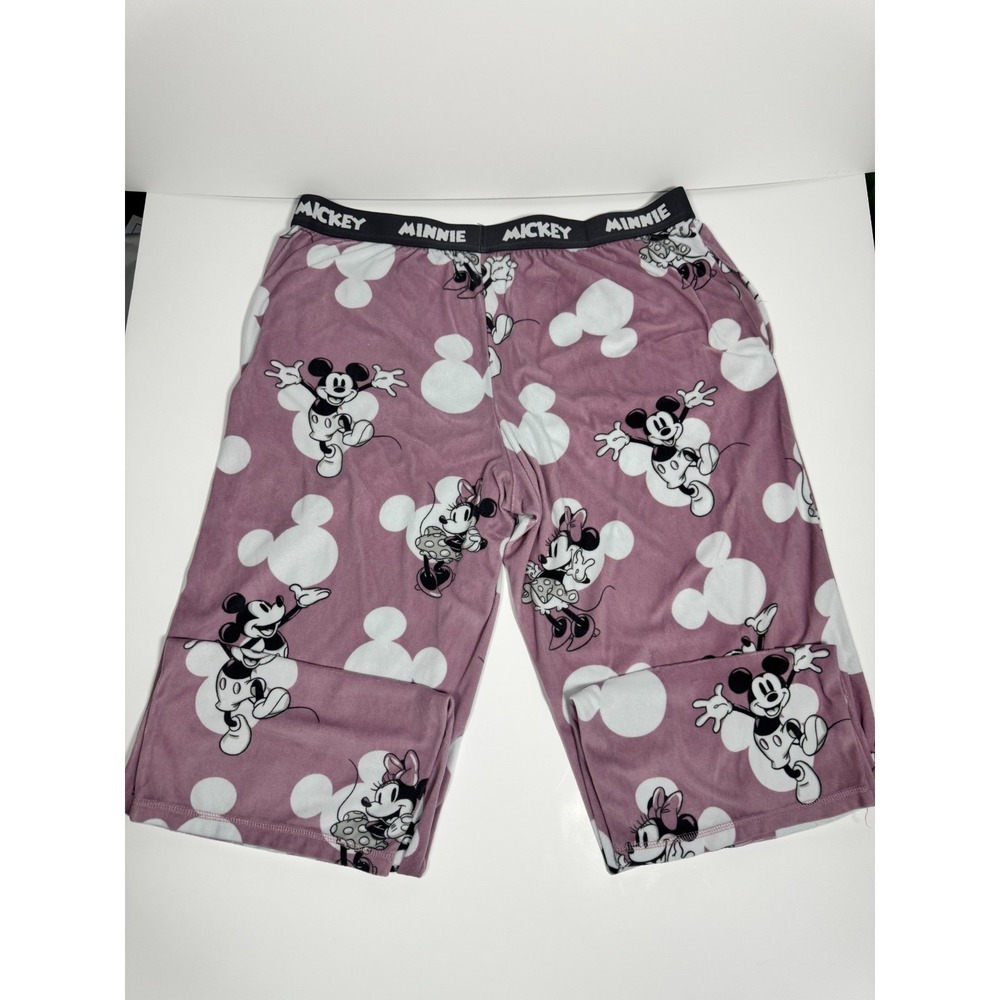 Disney Pajama Pants Women Dusty Rose Allover Mickey Minnie Mouse Print Sleepwear